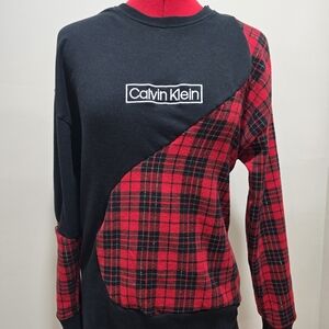 Calvin Klein Black and Red Plaid Sweatshirt
